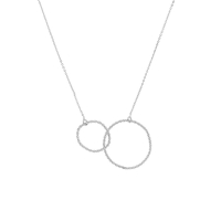 Collier deux cercles mêlés en argent rhodié 925/1000