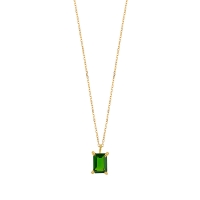 Collier Diopside taille rectangle 7x5mm, Or 750/1000