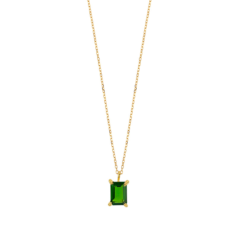 Collier Diopside taille rectangle 7x5mm, Or 750/1000