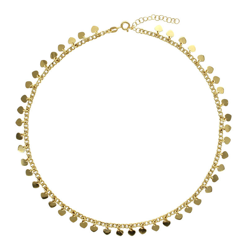 Collier 925/1000 doré pampilles orné de coeurs