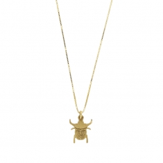 Collier égyptien en argent 925/1000 doré motif scarabée