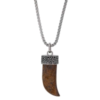 Collier en Acier avec corne Onyx noir design reptile