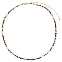 Collier en acier doré avec perles de verre Miyuki, perles de culture d'eau douce et agate indienne