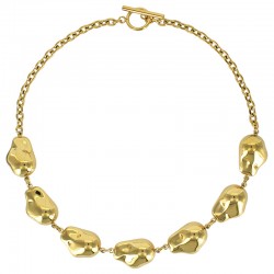 Collier en acier doré orné de perles baroques en acier doré