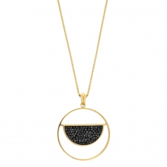 Collier en acier doré rond avec un demi-cercle orné de cristaux
