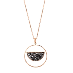 Collier en acier doré rond avec un demi-cercle orné de cristaux