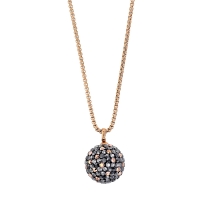 Collier en acier doré-rose orné d'une boule en cristaux