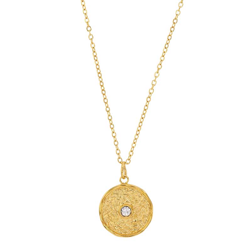 Collier en Acier martelé et cristal noir