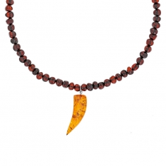 Collier en Ambre avec corne couleur cognac