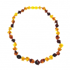 Collier en ambre orné de pierres en forme de lune, fermoir à vis