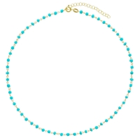 Collier en argent 925/1000 doré avec perles de verre turquoise