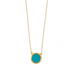 Collier en argent 925/1000 doré forme ronde avec turquoise reconstituée