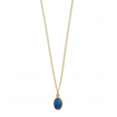 Collier en argent 925/1000 doré GYPSY MARIA pampille médaille Madone bleu avec émail