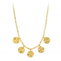 Collier en argent 925/1000 doré LUNA pampilles rondes motif rayons de soleil