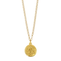 Collier en Argent 925/1000 doré motif rond avec Fleur de Lys