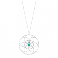 Collier en argent 925/1000 - forme de rosace en gibbsite