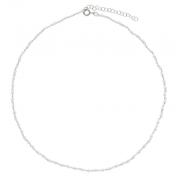 Collier en argent 925/1000 platiné avec perles de verre blanches