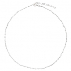 Collier en argent 925/1000 platiné avec perles de verre noires