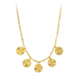 Collier en argent 925/1000 platiné LUNA avec pampilles rondes motif rayons de soleil