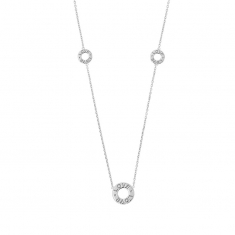 Collier en argent 925/1000 rhodié avec 3 cercles avec gravure LOVE