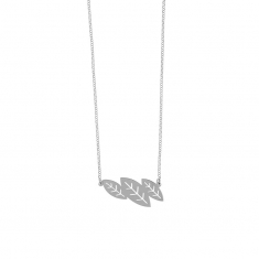 Collier en argent 925/1000 rhodié avec 3 feuilles ajourées