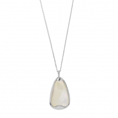 Collier en Argent 925/1000 rhodié avec nacre - forme allongée