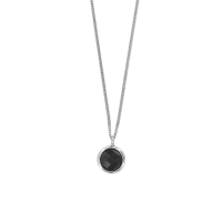 Collier en Argent 925/1000 rhodié et oxyde de zirconium rond noir