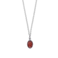 Collier en argent 925/1000 rhodié GYPSY MARIA pampille médaille Madone rose avec émail