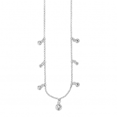 Collier en argent 925/1000 rhodié LUNA avec pampilles rondes