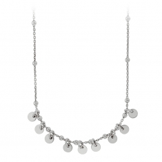 Collier en argent 925/1000 rhodié - petites boules et pampilles rondes