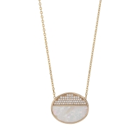 Collier en Argent doré 925/1000 avec oxydes de zirconium et nacre