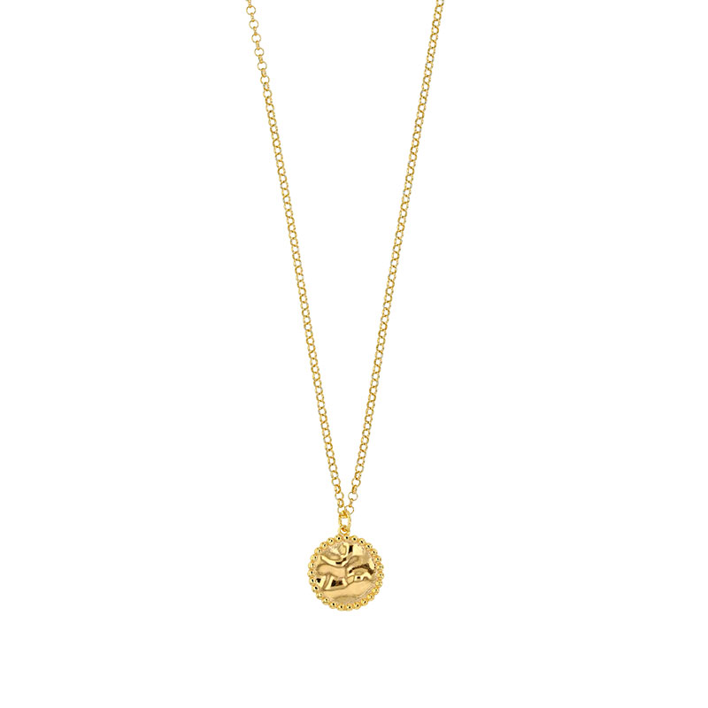 Collier en argent 925/1000 doré avec motif rond perlé