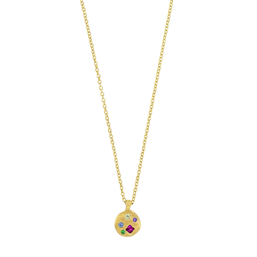 Collier en Argent 925/1000 doré avec oxydes de zirconium de couleurs
