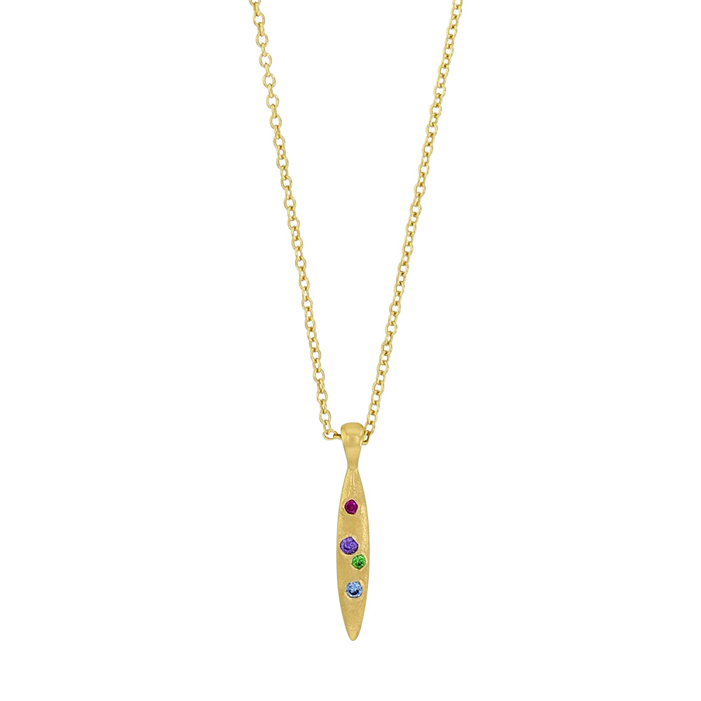 Collier en Argent 925/1000 doré avec oxydes de zirconium de couleurs