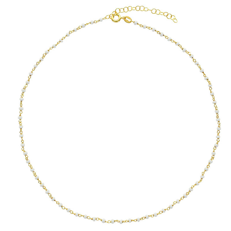 Collier en argent 925/1000 doré avec perles de verre turquoise