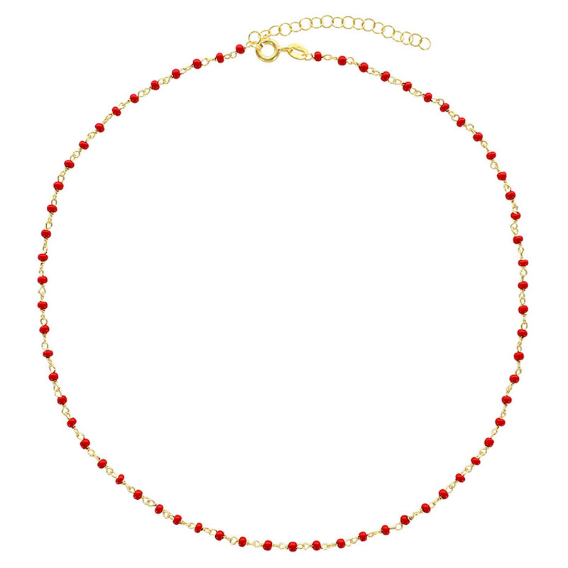 Collier en argent 925/1000 doré avec perles de verre turquoise