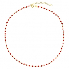 Collier en argent 925/1000 doré avec perles de verre turquoise