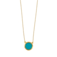 Collier en argent 925/1000 doré forme ronde avec turquoise reconstituée