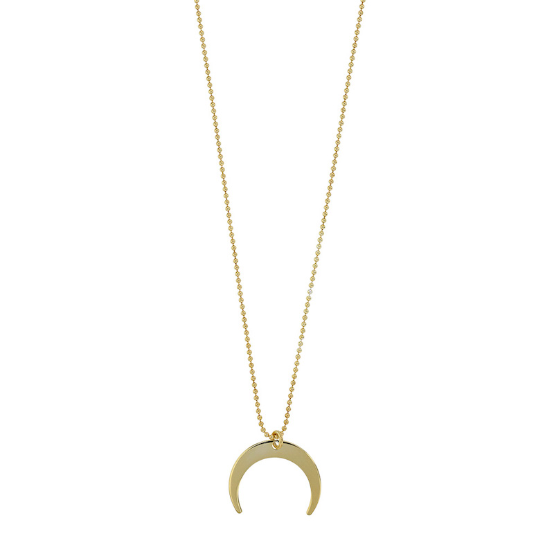 Collier en argent 925/1000 doré LUNA avec grande corne de lune