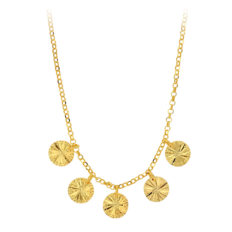 Collier en argent 925/1000 doré LUNA pampilles rondes motif rayons de soleil