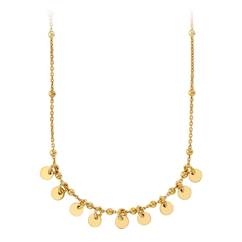 Collier en argent 925/1000 doré - petites boules et pampilles rondes