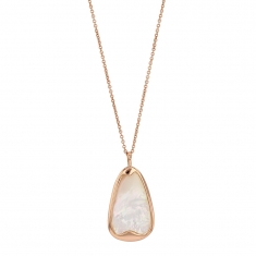 Collier en Argent doré rose 925/1000 avec nacre - forme allongée