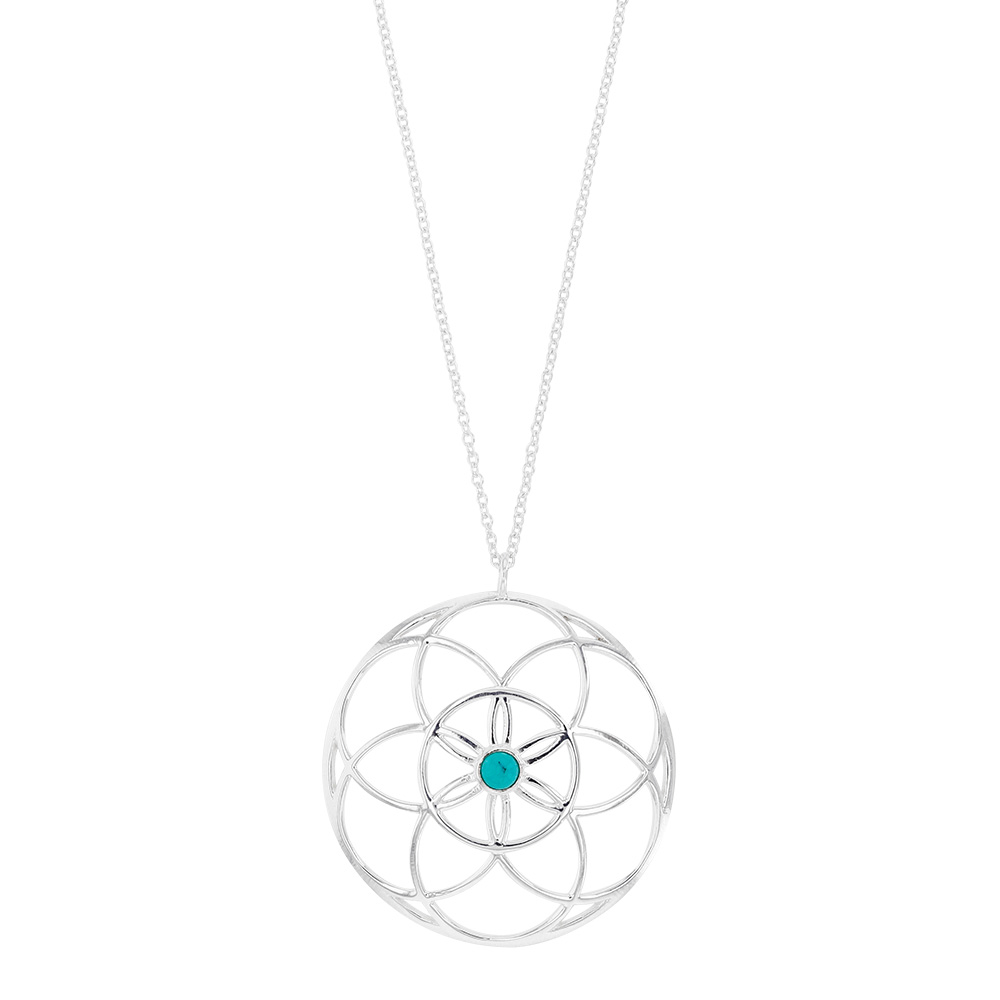 Collier en argent 925/1000 - forme de rosace en gibbsite