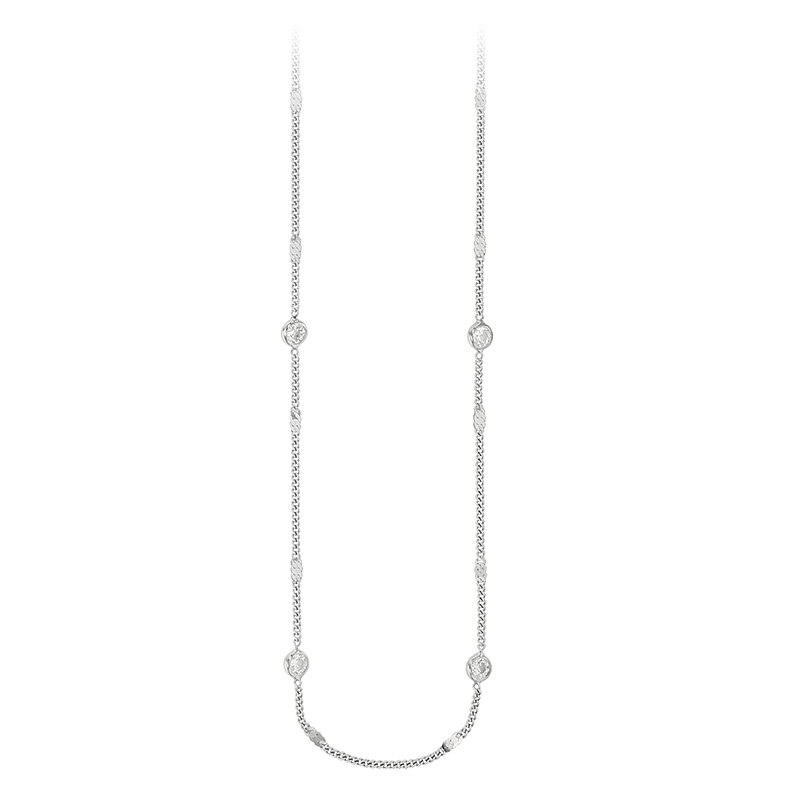 Collier en argent 925/1000 platiné avec oxydes de zirconium blancs