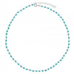 Collier en argent 925/1000 platiné avec perles de verre bleu turquoise