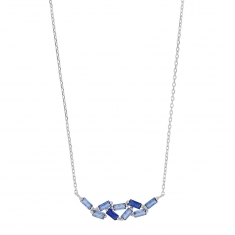 Collier en Argent rhodié 925/1000 avec des oxydes zirconium teintés bleus