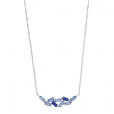 Collier en Argent rhodié 925/1000 avec des oxydes zirconium teintés bleus