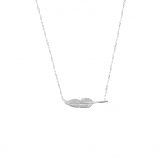 Collier en argent rhodié 925/1000 - plume