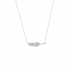 Collier en argent rhodié 925/1000 - plume