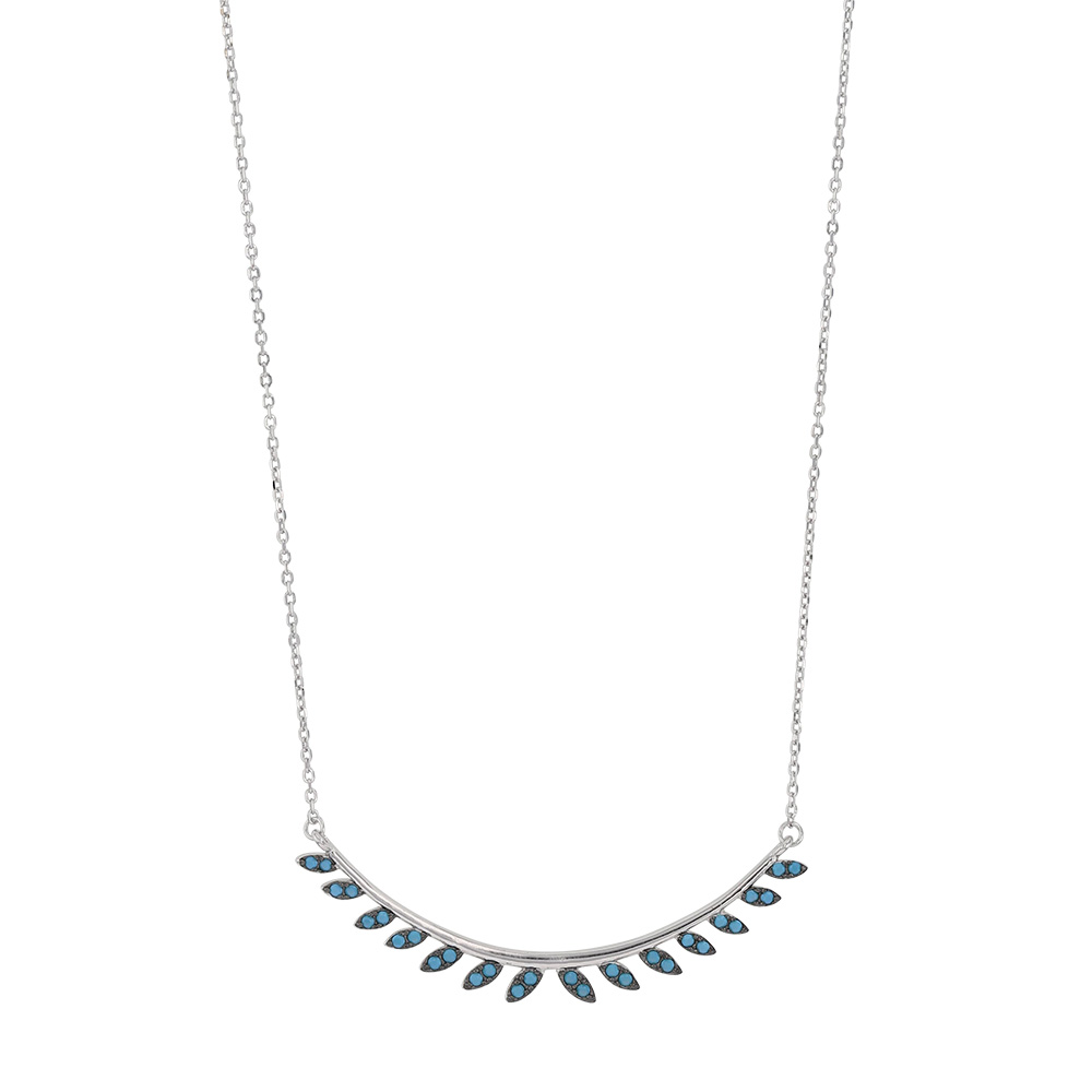 Collier en Argent rhodié 925/1000 avec des pierres synthétiques de couleur turquoise